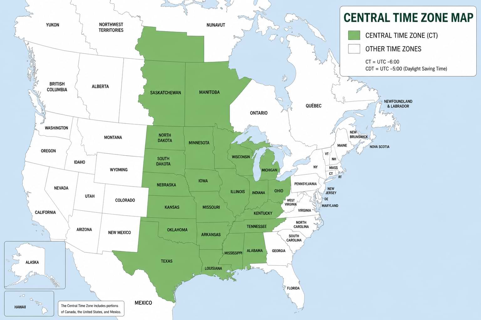 central time zone map