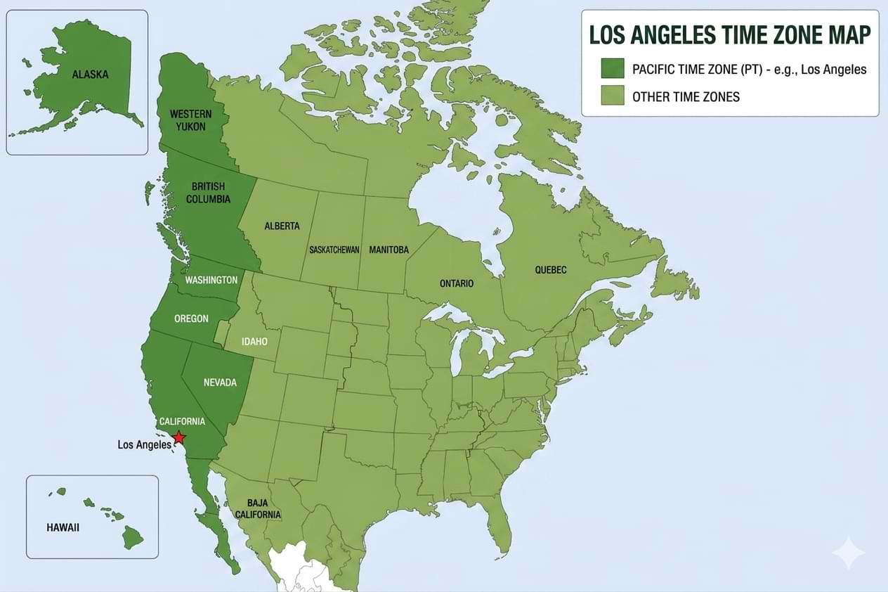 los angeles time zone map